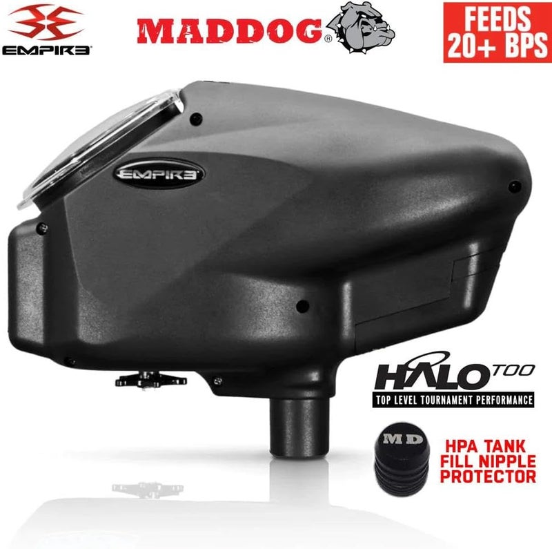 MAddog Empire Halo Too Electronic Paintball Loader with HK Army Epic Speed Feed and HPA Paintball Tank Fill Nipple Protector Accessory Package - 20+ BPS - Image 3